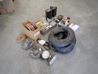 Unused Lever-Action Bucket Pump c/w Qty Of Oil Seals, Speakers, Fog Lamps, Reflecting Tape And Assorted Supplies *Note: This Item Is Located Offsite In Alberta Beach, For More Info Contact Richard @780-222-8309*
