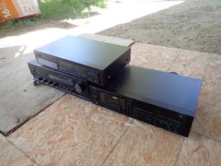 Yamaha AX-630 120V Stereo Integrated Amplifier c/w Yamaha KX-500U 120V Stereo Cassette Deck and Yamaha TX-500U 120V AM/FM Stereo Tuner *Note: This Item Is Located Offsite In Alberta Beach, For More Info Contact Richard @780-222-8309*