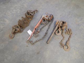 CM Series 640 3/4 Ton Come Along c/w 1 1/2-Ton Come Along And CM 1/2-Ton Chain Hoist *Note: This Item Is Located Offsite In Alberta Beach, For More Info Contact Richard @780-222-8309*