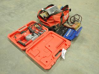 Milwaukee 120V Rotary Hammer Drill c/w DeWalt D21002 120V 3/8 In. Drill, Circular Saw Blades And Assorted Supplies  (D-1)