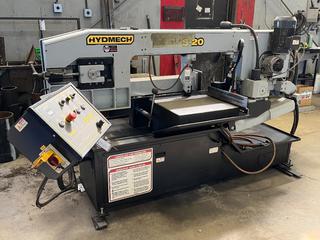 Hydmech S-20 Horizontal Pivot Band Saw, 220V, 3 Phase, 3 HP, 45-330 SFM, 31in Table, Weighs 2200lbs, 92in x 75in x 52in.