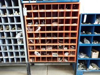 Bolt Bin, Approximately 52 1/2 in H x 12 in W x 35 1/2 in L, c/w Assorted Clamps.