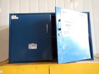 Blue Storage Cabinet, Approximately 21 in H x 12 1/2 in W x 35 in L, c/w (1) Shelf.