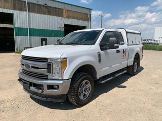 2017 Ford F350 XLT 4X4 Ext. Cab P/U c/w 6.2L V8, Auto, AC, Tool Box Topper, Slide Out Tool Box, 2000 Watt Power Inverter, 245/75R17 Tires, Showing 155298 Kms, VIN 1FT8X3B60HEE75406.