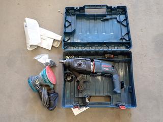 Bosch 3 611 BA3 011 Bulldog Extreme Rotary Hammer *Damaged* and (1) Makita 3050.30 Random Orbit Sander 5in w/ Dust Collector.
