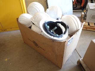 Box of White Hard Hats.