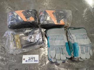 Quantity of Split Heater Double Palm Work Gloves, *Size Unknown* and Polyurethane Coated Gloves, Size XL and L.