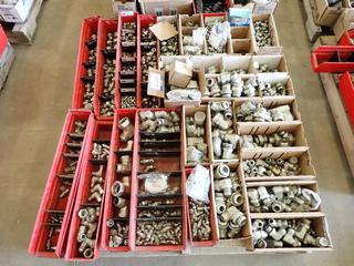 Pallet of Hydraulic Fittings, Elbows and Flange Adapters.