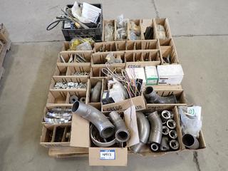 Pallet of Assorted Fittings, Lock Nuts, Elbows and Spools.