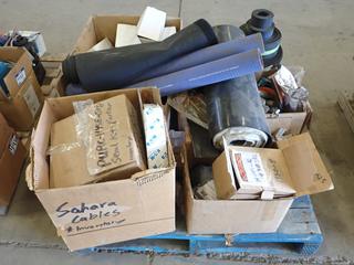 Pallet of Assorted Auto Equipment, Frequency Inverter, Seal Kit Parker and Rolls of Brake Lining.
