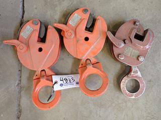 (2) 1.6 Ton and (1) 1 Ton Vertical Plate Clamps