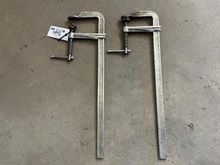 (2) Bessey F-Style Sliding Arm Bar Clamps, 2400S-12 , SG60M-AC, 2800 LBS, Approximately 28in x 5 1/1in.