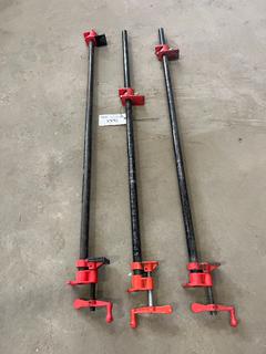 (3) 72 In Bessey 3/4in H-Style Pipe Clamps.