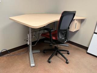 Linak Series 7 Electric Height Adjusting Desk with Chair, 70 In x 34 In. Adjusts 24 In- 51 In H.