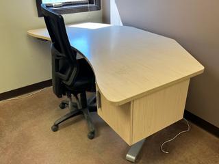 Linak Series 7 Electric Height Adjusting Desk with Chair, 70 In x 34 In. Adjusts 24 In- 51 In H.