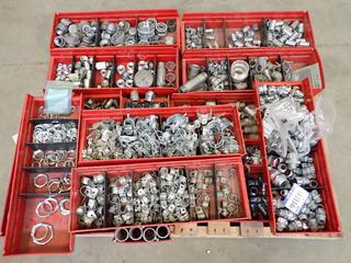 Pallet of Assorted Couplings, Cable Brackets and Lock washers.
