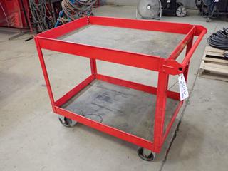 Uline H-592R Red Steel Push Cart, 40in x 24in x 32in.