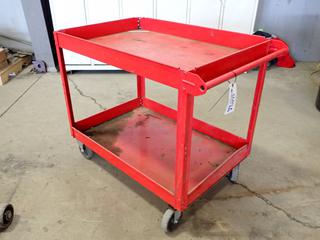 Uline H-592R Red Steel Push Cart, 40in x 24in x 32in.