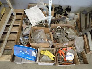 Pallet of Assorted Metal Pins, Chains Yoke and Weld On D-Rings.