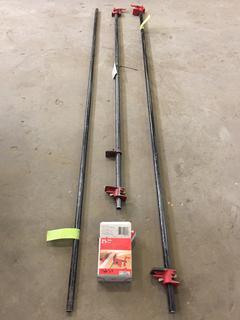 (2) 96 In and (1) 76 In Bessey 3/4in H-Style Pipe Clamp Sets.