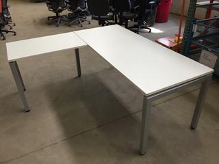 White L-Shaped Desk, 6ft x 66in. *Disassembled*
