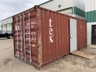 20ft Storage Container c/w Side Passage Door and Shelving, TGHU 3086622. Contents Within Included.