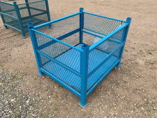 Stacking Metal Storage Bin, 40 In L x 34 In W x 26 In H. 