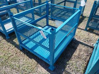 Stacking Metal Storage Bin, 40 In L x 34 In W x 26 In H.