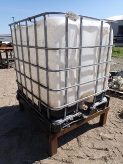1000L Caged Tote c/w Steel Stand.