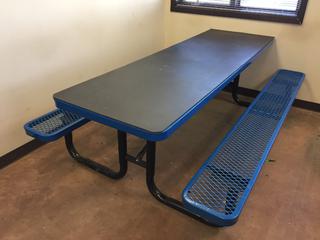 8 Ft Steel Mesh Picnic Table c/w Rubber Top.