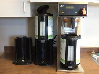 Curtis D500/D60GT Commercial Coffee Brewer with Hot Water, (2) Gravity Pots and (2) Dispensers.