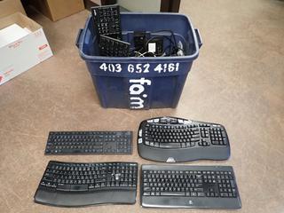 Quantity of Assorted Keyboards, Cords, Etc.