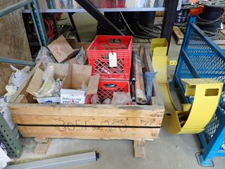 Crate of Assorted Metal Downrods, Pins, Etc.