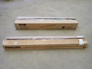 Quantity of LED Strip Lights and 54W 840 Min Bipin T5 Fluorescent Lamps.