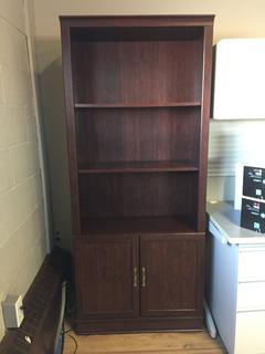 (2) Bookcases with Cabinet Doors, 30in x 12-1/2in x 70in. *Note - Buyer Responsible for Dismantling and Removal*