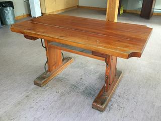 Custom Built Table, 5ft x 34-1/4in.  *Note - Buyer Responsible for Dismantling and Removal* 