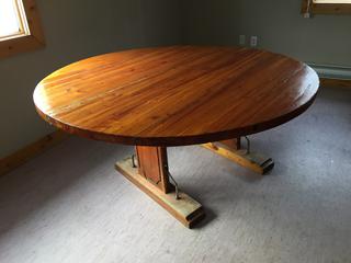 Custom Built Table, 59in D.  *Note - Buyer Responsible for Dismantling and Removal* 