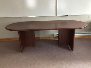 Oval Board Room Table, 8ft x 44in.  *Note - Buyer Responsible for Dismantling and Removal* 