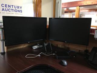 (2) LG 24M47H 24in Monitors with Mounts, No Base Stands. (RST)