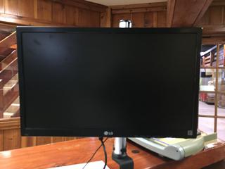 (2) LG 24in Monitors, (1) with Mount, (1) with Base Stand. (RST)