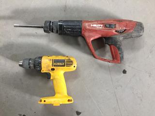 DeWalt 1/2in 18V VSR Drill/Driver (No Battery) and Hilti DX 460 Powder Actuated Fastening Tool. (2-B-2)