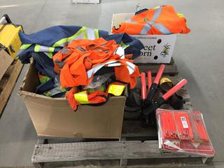 Assorted Hi-Vis Vests, Overalls, Traffic Safety Batons, Etc. (WH)