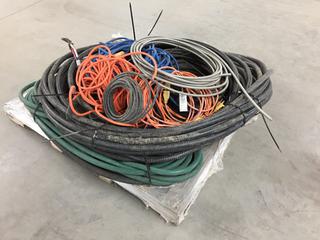 Pallet of Assorted Electrical Wire, Extension Cords and Water Hoses. (9-L-3)