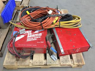 (2) Boost-O-Matic Battery Boosters and Assorted Power Cords. *Requires Repair* (8-B-3)