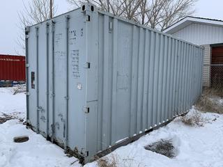 20ft Storage Container c/w Shelving # FBZU 6114008 *Note Used Oil Storage* *Note - Buyer Responsible for Removal*
