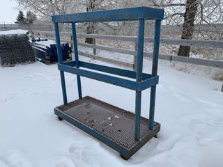 Rolling Steel Chain Storage Rack, 5ft x 28in x 64In