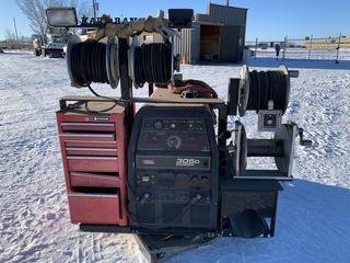 Lincoln 305D Ranger Skid Mount Welding Machine c/w Kubota D722, Cable Reels, Remote Control and Tool Boxes, Showing 4 Hrs, Sin U1120810003 *Note Battery Dead, Needs Boost*