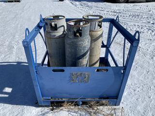 40in x 32in x 36in Bottle Storage Basket c/w (3) 40lb LPG Forklift Tanks *Require Recertification*