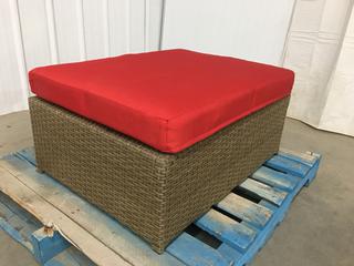 Deli Foot Stool w/ Red Cushion. (WH)