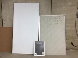 Dry Erase Board, 48in x 96in, Bulletin Board, 49in x 73in and 18-1/2in x 26in Snap Frame. (WH)